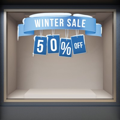 Houseart - ΣΗΜΑΝΤΙΚΟ: Σε περίπτωση διαφοράς τιμής από το κατάστημα ισχύει παντα και μόνο η τιμή του καταστήματος 50% Off Blue, Εκπτωτικά, Αυτοκόλλητα βιτρίνας, 100 x 53